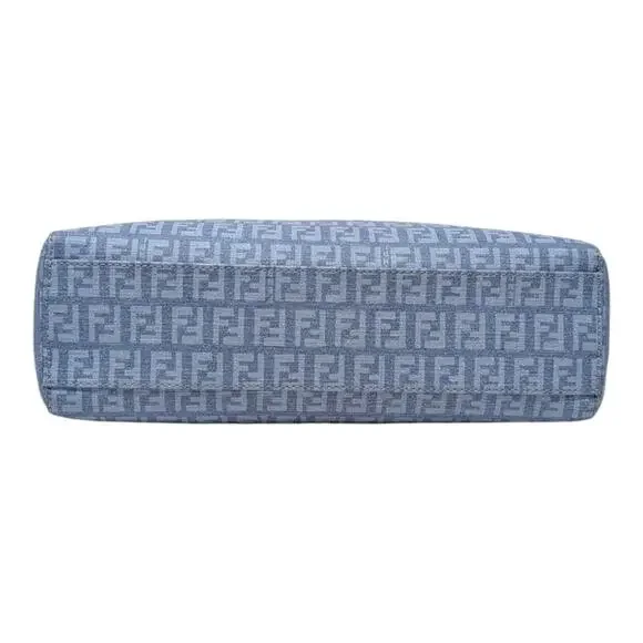 Fendi Zucchino FF Monogram Tote Handbag Light Blue Silver Hardware - Picture 5 of 12